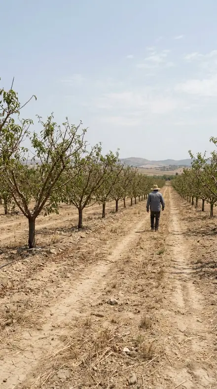 Before: The orchard, softened row by row